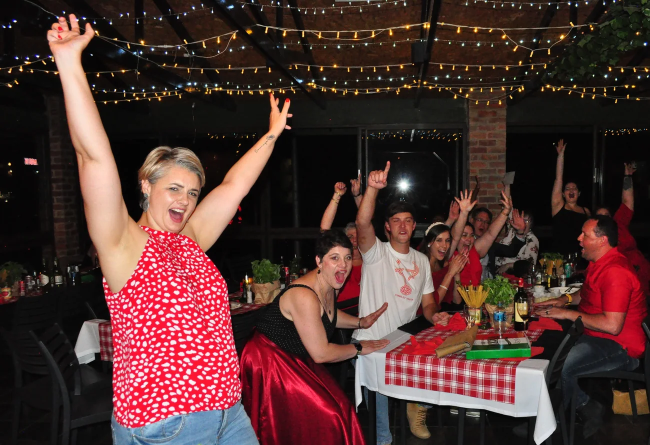 Family celebration, all ages playing