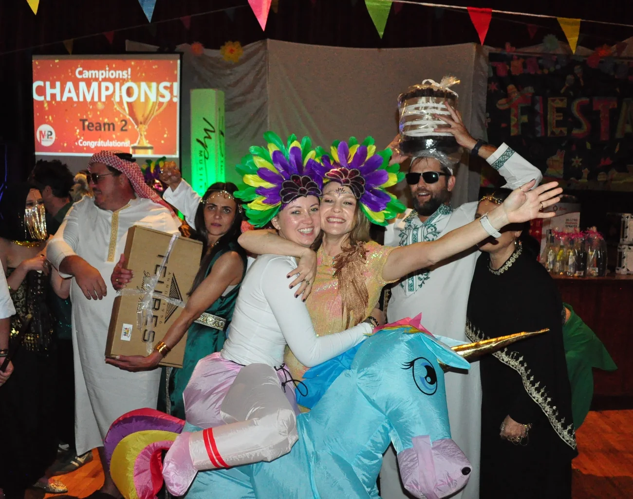 School or church hall, supporters playing